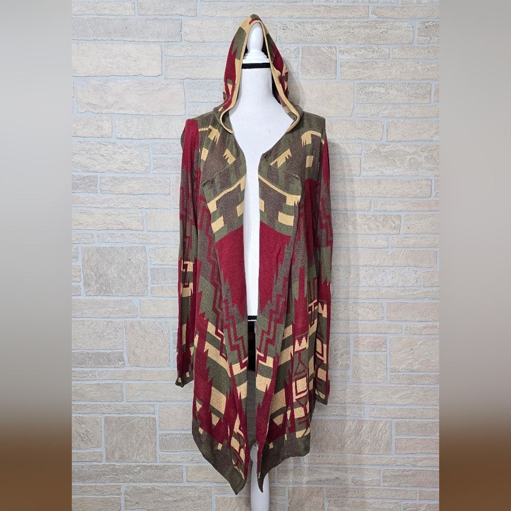 Tasha Polizzi Hooded Southwestern Cardigan Jacket 100% Cotton XL